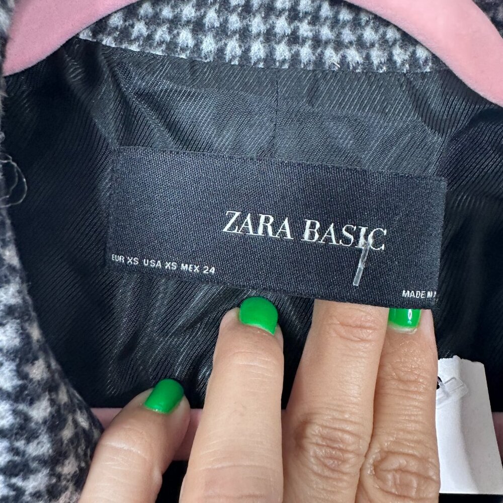 ZARA Basic Houndstooth Peacoat Double-Breasted La… - image 4